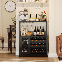 Bar Cabinet with LED Lights Removable Wine Storage Cabinet
