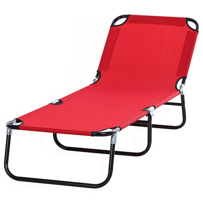 Folding Chaise Lounge Pool Chairs, Outdoor Sun Tanning Chairs With 5-Level Reclining Back
