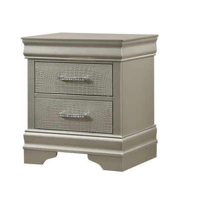 1Pc Modern Glam Style Two Drawers Nightstand Finish Solid Wood Crystal-Like Button Tufted by Canora Grey