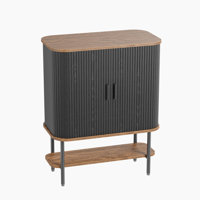 Coffee Bar Cabinet With Storage Glass Holder And Wine Rack
