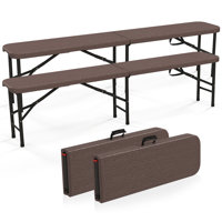 2PCS 6 ft Plastic Folding Bench w/ 1320 LBS Capacity Handle & Lock For Outdoor by Arlmont & Co.