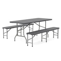 2PCS 6 ft Plastic Folding Bench w/ 1320 LBS Capacity Handle & Lock For Outdoor by Arlmont & Co.