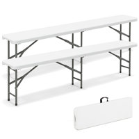 2PCS 6 ft Plastic Folding Bench w/ 1320 LBS Capacity Handle & Lock For Outdoor by Arlmont & Co.