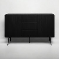 Small Sideboard 2 Doors 3 Drawers Buffet Cabinet with Vertical Groove Design and Metal Legs, Storage Cabinet for Living Room, Dining Room, and Entrywa by NTC
