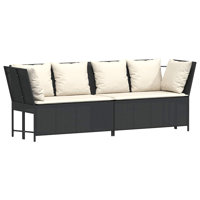 Patio Sofa With Cushions Brown Poly Rattan by Latitude Run