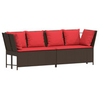Patio Sofa With Cushions Brown Poly Rattan by Latitude Run