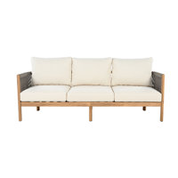 Harrill Outdoor 3-Seater Acacia Wood Sofa With Cushions by Latitude Run