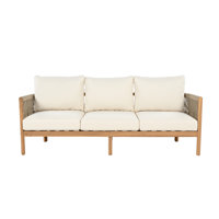 Harrill Outdoor 3-Seater Acacia Wood Sofa With Cushions by Latitude Run