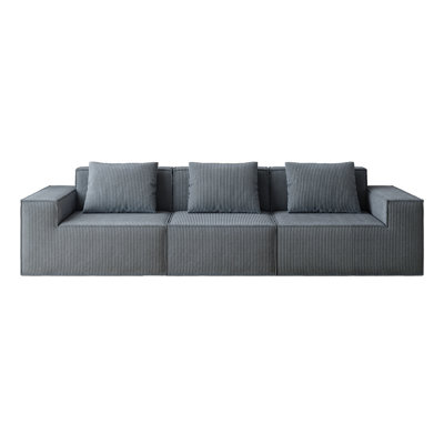 Modern Sleeper Sofa Couches For Living Room-118" 3 Seater Lounge Cloud Couch-No Assembly Required With 3 Toss Pillows,Modular Corduroy Convertible Ful