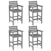 Patio Bar Stools Set of 4 Tall Adirondack Chair w/ Backrest Armrests & Footrests