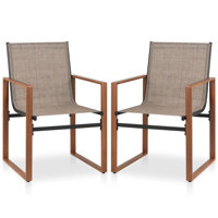 2 PCS Outdoor Dining Chairs Patio Furniture Chair w/ Breathable Seat & Backrest by Latitude Run