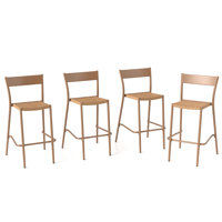 Patio Barstools Outdoor Bar Height Chairs w/ Rattan Seat & Metal Backrest