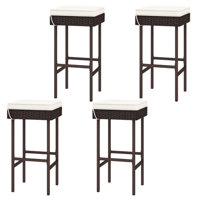 Rattan Barstools Patio Wicker Bar Height Chairs w/ Footrest by Ebern Designs