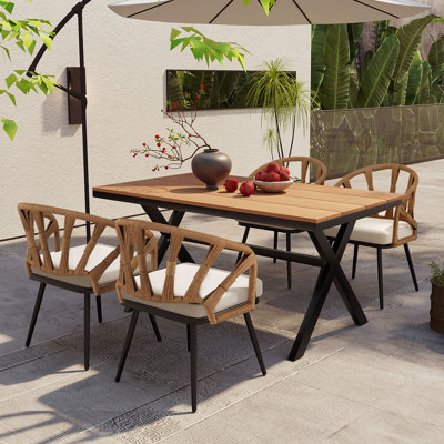 Eclat 4 - Person Rectangular Outdoor Dining Set with Cushions by Bayou Breeze