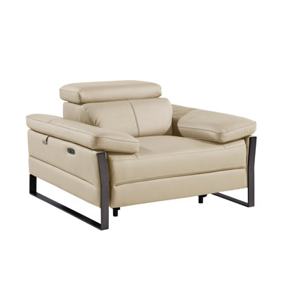 Top Grain Italian Leather Power Reclining Arm Chair with Power Headrests
