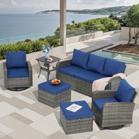 6 Pieces Wicker Patio Furniture Sets, Outdoor Conversation Set PE Rattan Sectional Sofa Couch With Swivel Chairs Ideal For Indoor Porch Deck Bistro La by Winston Porter