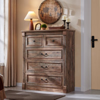 Burlington Farmhouse 5 Drawers Dresser for Bedroom, 46" Tall Dressers & Chests of Drawers w/Roman Column by Winston Porter