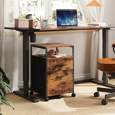 2 Drawer File Cabinet, Mobile Printer Stand With Open Storage Shelf by Inbox Zero
