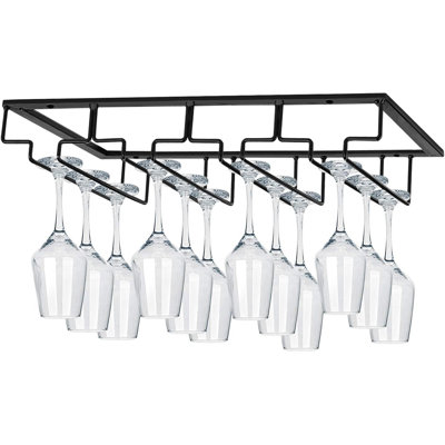 Black Wine Glass Holder for Under-Cabinet Storage by Ebern Designs