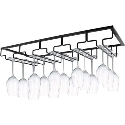 Black Wine Glass Holder for Under-Cabinet Storage by Ebern Designs