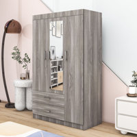 3-Door Wardrobe with Shelves and Two Drawers by Ebern Designs