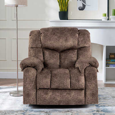 High-Softness Velvet Manual Swivel Rocker Recliner Chair With Massage and Heat by Mercer41