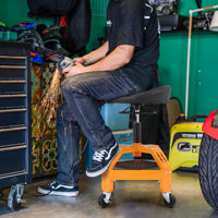 Heavy-Duty Adjustable Mechanic Stool With Tool Tray 3" Swivel Casters, 300 Lbs Capacity Garage Seat For Workshop & Auto Repair by Inbox Zero