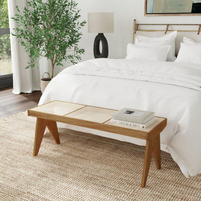 Frankie Wooden Bench With Cane Seat by George Oliver