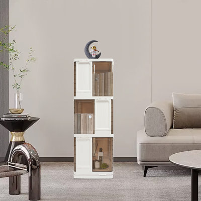 Rotating Bookshelf with Doors by Rebrilliant