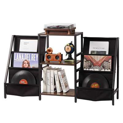 3-Tier Record Player Stand Vinyl Record Stand up to 280 Album Black by 17 Stories