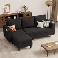 Modern L-Shaped Sectional Sofa with Chaise USB Charging Port and Storage by Ebern Designs
