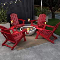 Hdpe Plastic Folding Outdoor Adirondack Chair With Cup Holder by Rosecliff Heights