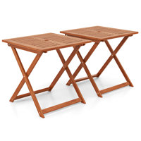 2 PCS 29.5" x 29.5" Patio Dining Table with Teak Painting 2" Umbrella Hole for Balcony by Lark Manor