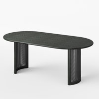 67" Double Pedestal Soild Wood Dining Table Oval Kitchen Table by Latitude Run