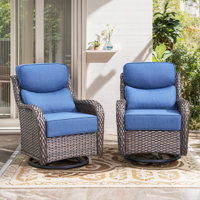 Abbey  Patio Swivel Glider Chair Set, 6-Inch Ultra-Plush Cushions & Water-Resistant Olefin Fabric by Lark Manor