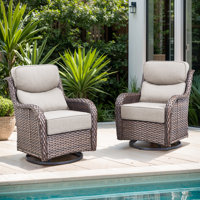 Abbey  Patio Swivel Glider Chair Set, 6-Inch Ultra-Plush Cushions & Water-Resistant Olefin Fabric by Lark Manor