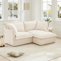 Chenille loveseat with Upholstered Cushion and Convertible Ottoman by Latitude Run
