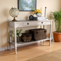 Drewery Drawer Console Table - Country Cottage Farmhouse Whitewashed by August Grove