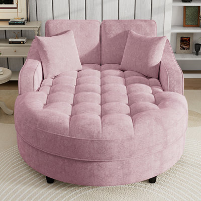 55" Modern Chaise Lounge Sofa Bed Upholstered Sofa Couch with Tufted Seat and Detachable Pillows by Lark Manor
