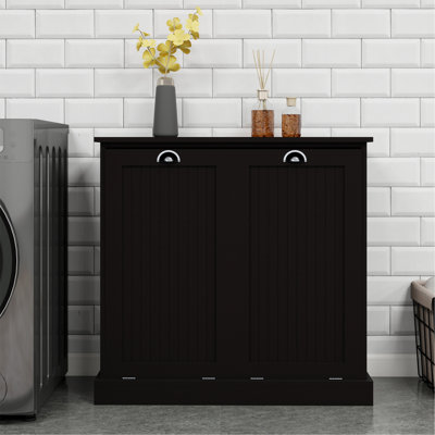 Two-Compartment Tilt-Out Laundry Sorter Cabinet-White by Winston Porter