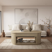 Lift Top Wood Coffee Table, Center Tea Table With Hidden Storage Compartment And Open Shelf For Living Room, Apartment, Small Space, Oak by Ebern Designs