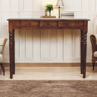 Turned Legs 3 Drawer Chestnut Console by Alcott Hill
