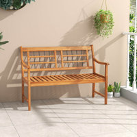 Outdoor Acacia Wood Bench 2-person Patio Bench With Slatted Seat & Backrest by Winston Porter
