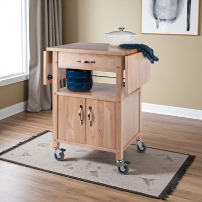 Enzo Natural Drop Leaf Kitchen Cart by Lark Manor