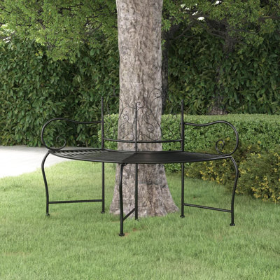 Tree Bench 59.1" Black Steel by Red Barrel Studio