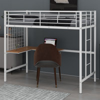 Metal Loft Bed With Desk And Metal Grid by Mason & Marbles