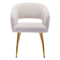 Velvet Desk Chair no Wheels, Home Office Swivel Armchair with Gold Base, Back Incline Adjustable for Vanity Make-up by Mercer41