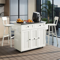 Mobile Kitchen Island with Seating & Drop Leaf Countertop by Winston Porter