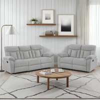 Hunsinger Traditional Manual Reclining 2-Piece Living Room Set with Chenille Fabric Upholstery, Tab Pull Motion & Foam over Pocket Coils Comfort by Latitude Run