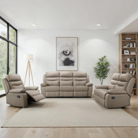 Hwang Manual Reclining Top Grain Leather 3-Piece Living Room Set with Foam over Pocket Coils Comfort